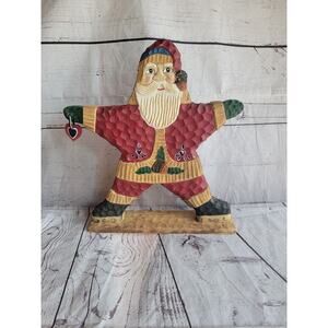 Vintage 11” Hand Carved Star Santa International Christmas Elements Of Folklore